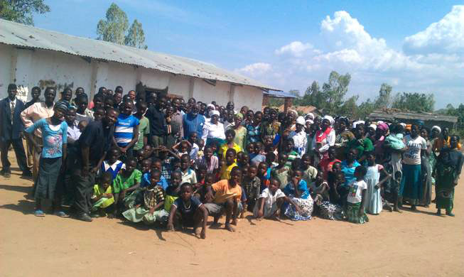 Outside the Church building at Chabwera village church