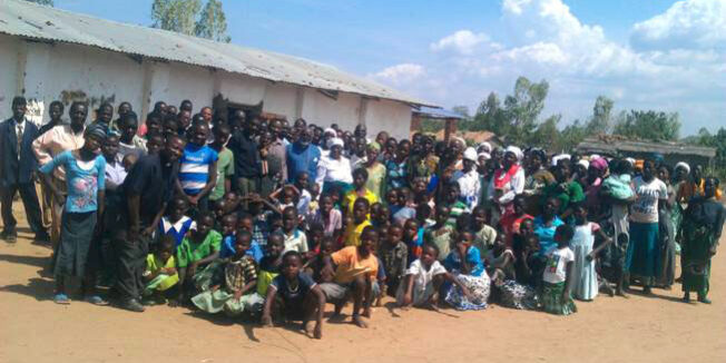 Outside the Church building at Chabwera village church